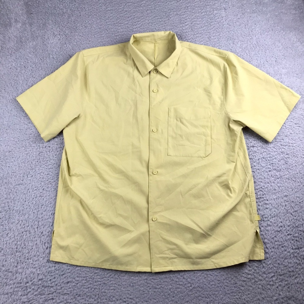 Lululemon Airing Easy Short Sleeve Shirt Mens 3XL Yellow Ventlight Mesh Camp